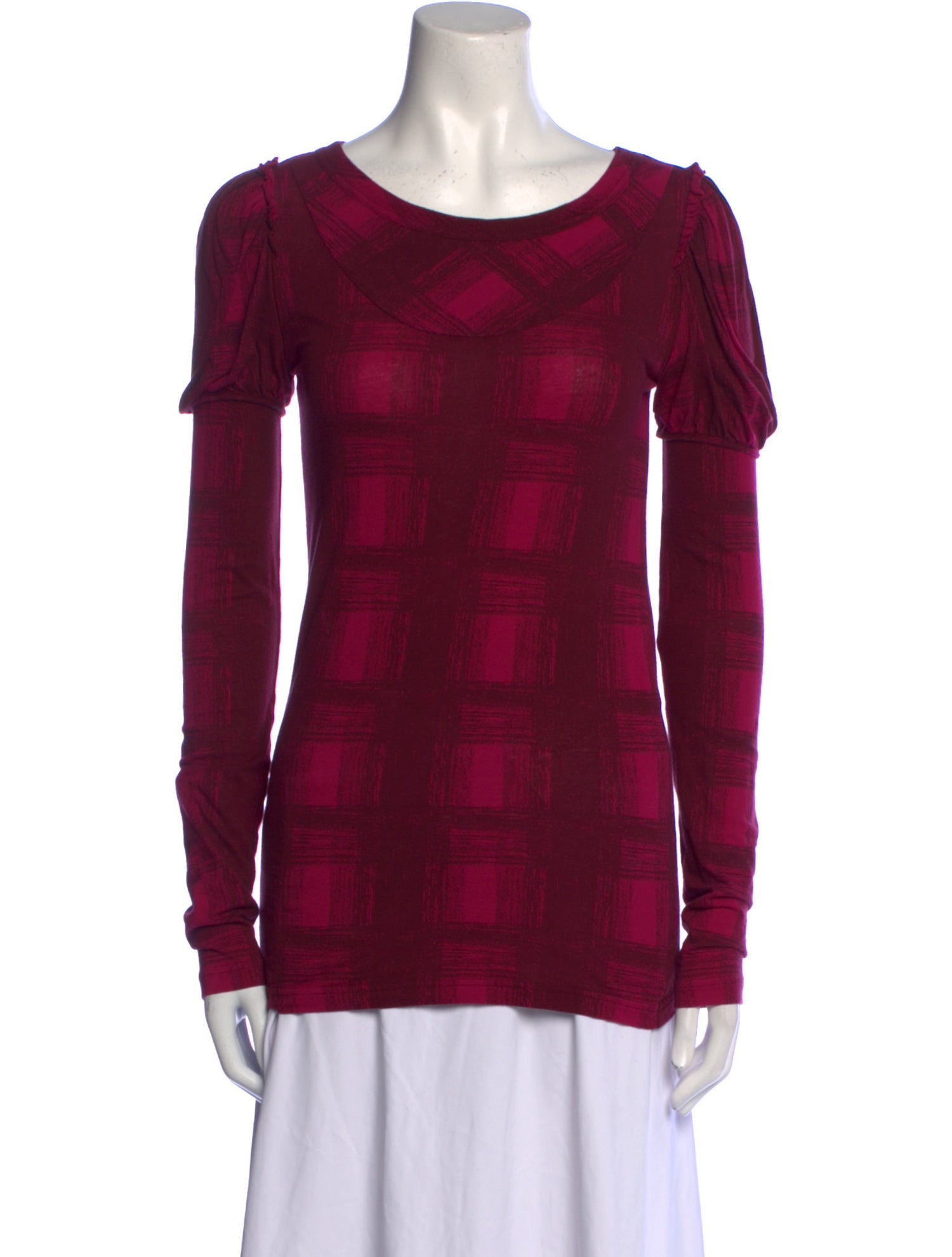 Marc Jacobs Plaid Print Scoop Neck Top